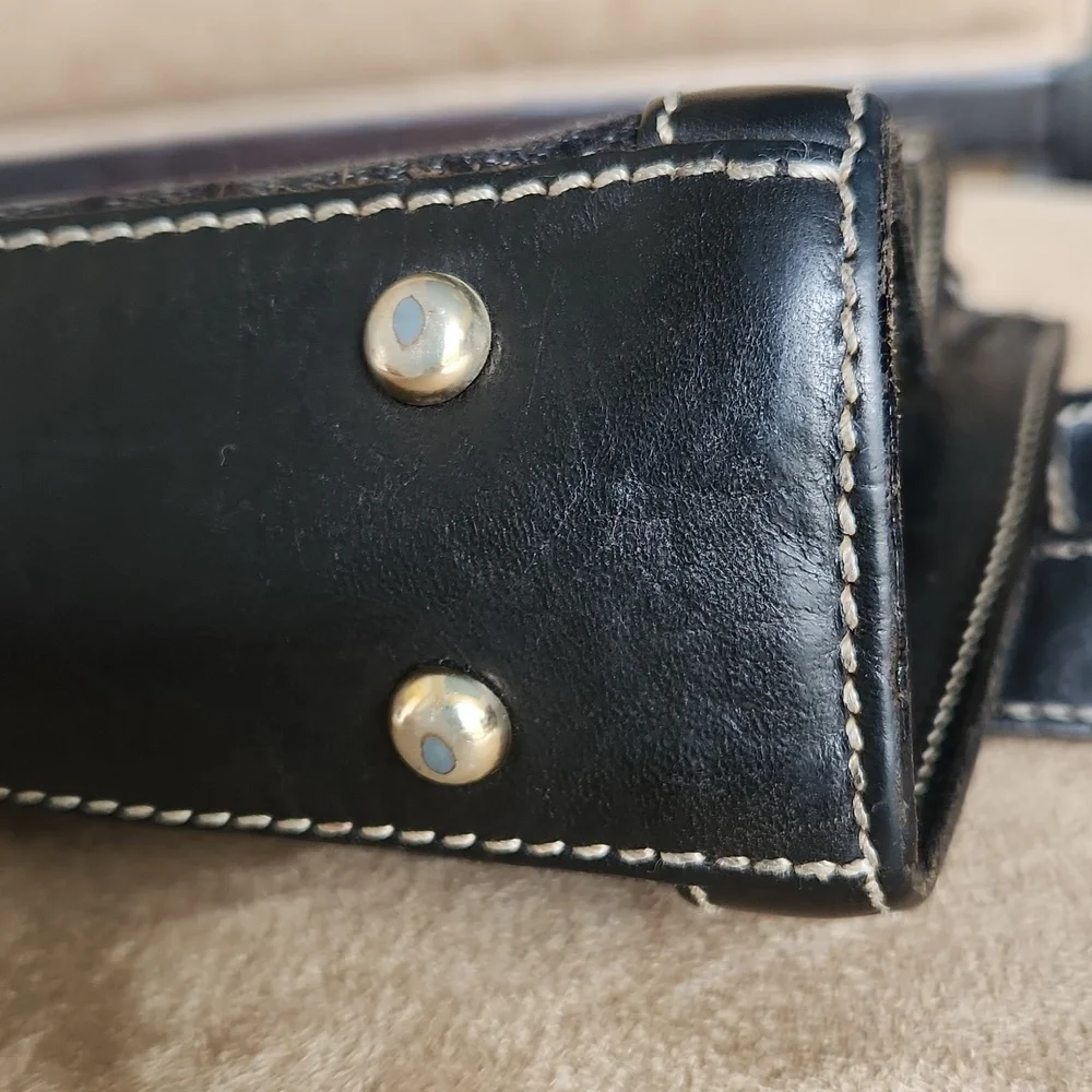 Dooney and Bourke ❤️ ring flap dark Grey canvas black leather shoulder bag - Picture 8 of 17